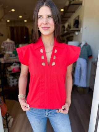 Classic Crimson Cutout Top - Elk + Elm