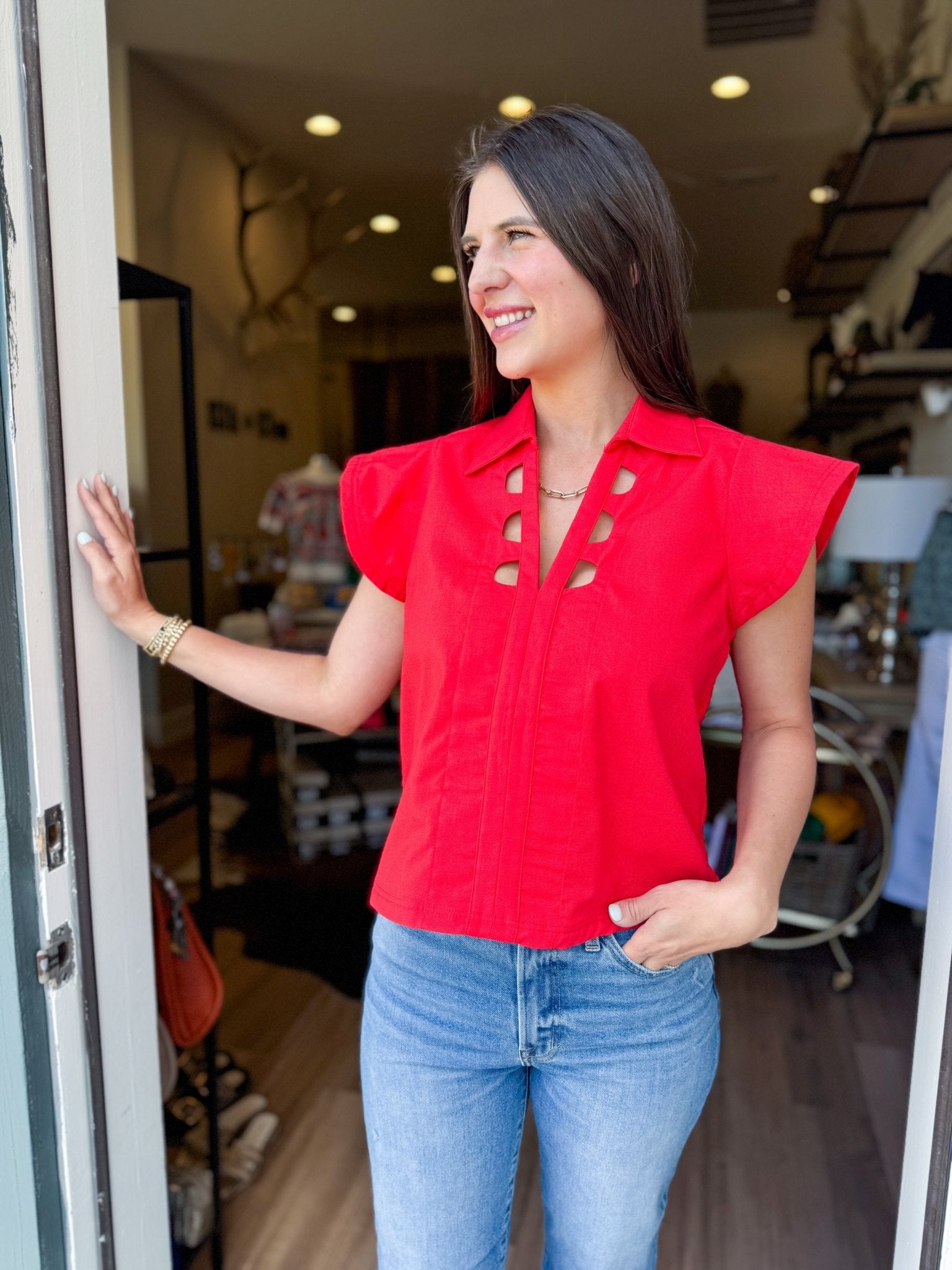 Classic Crimson Cutout Top - Elk + Elm