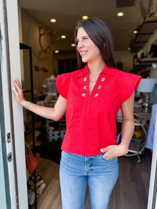 Classic Crimson Cutout Top - Elk + Elm