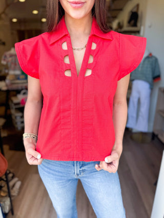Classic Crimson Cutout Top - Elk + Elm