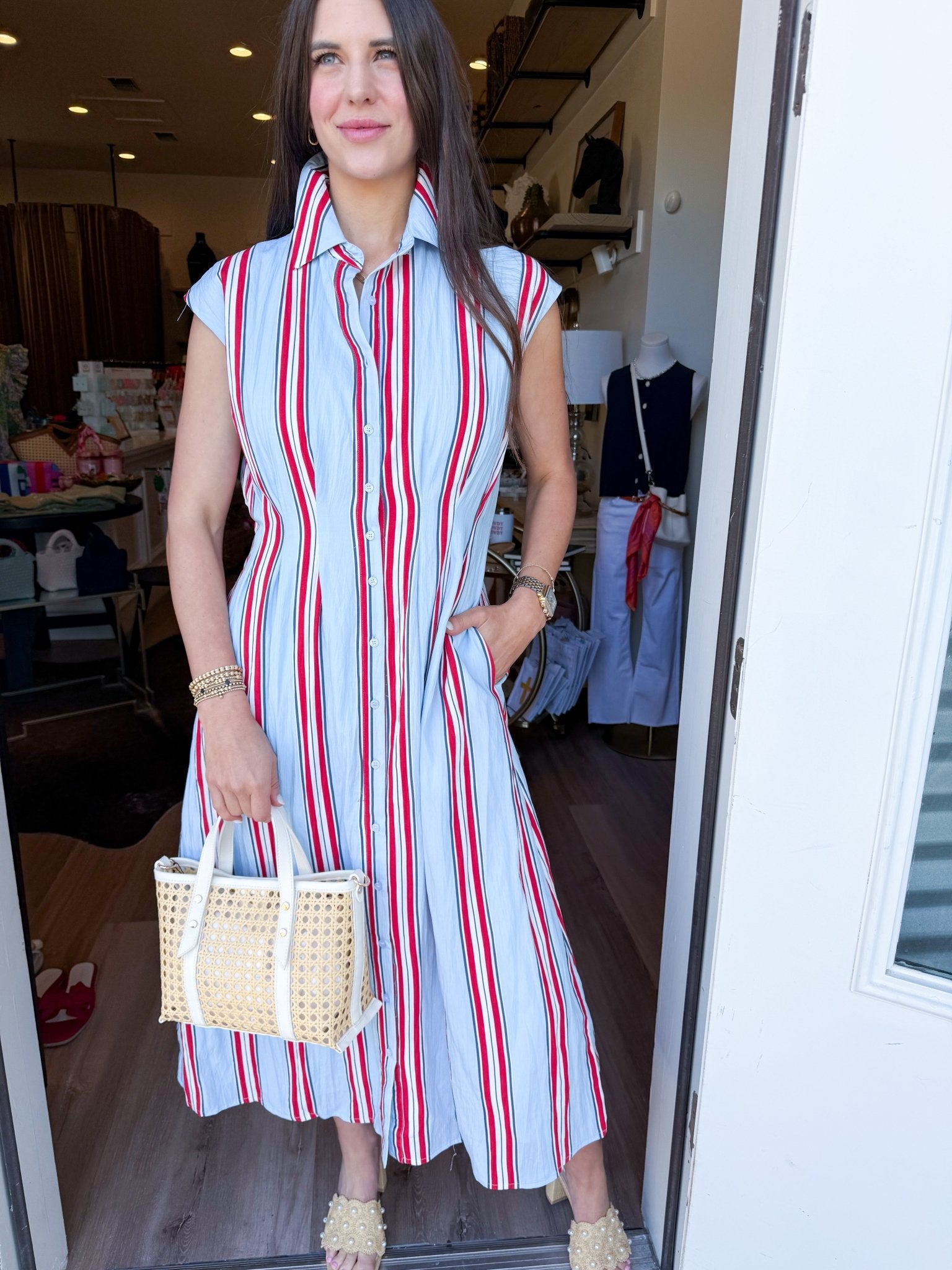 Classic Stripe Midi Shirt Dress - Elk + Elm