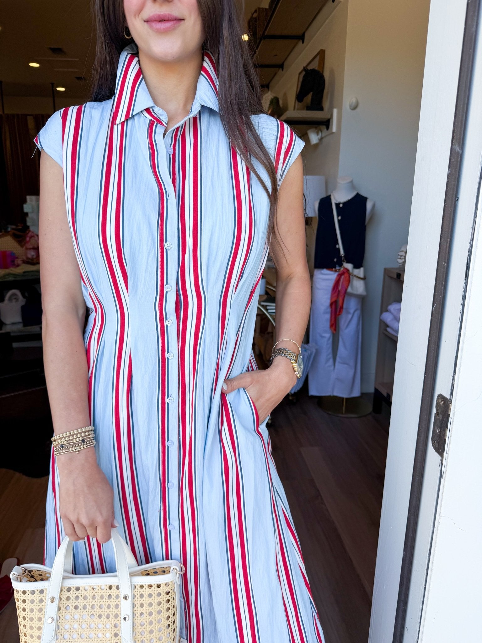Classic Stripe Midi Shirt Dress - Elk + Elm