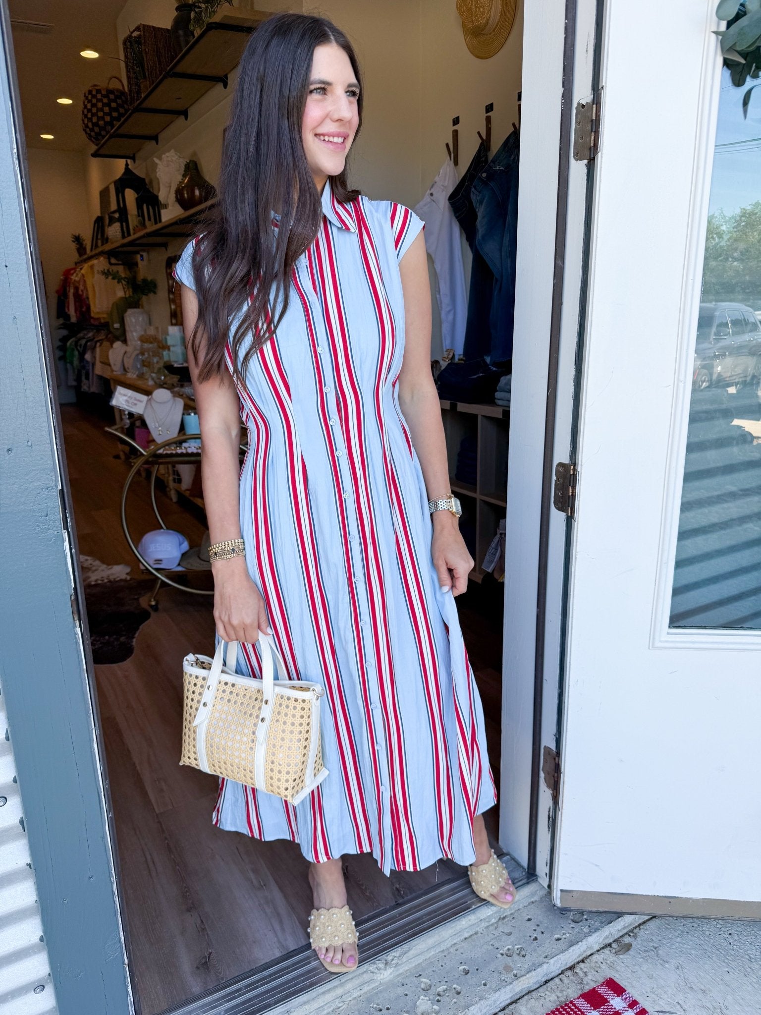 Classic Stripe Midi Shirt Dress - Elk + Elm