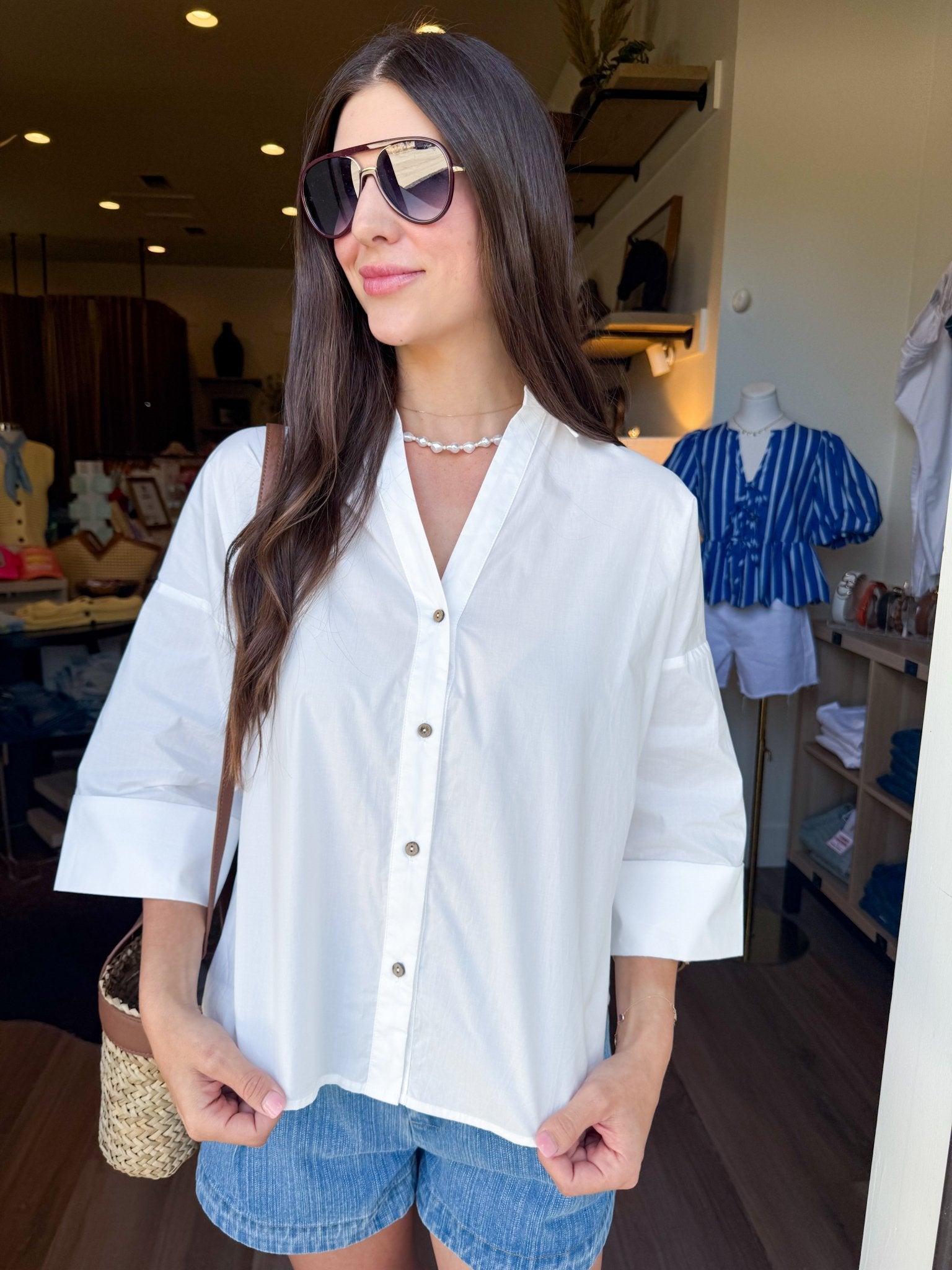 Classic White Pleat Blouse - Elk + Elm