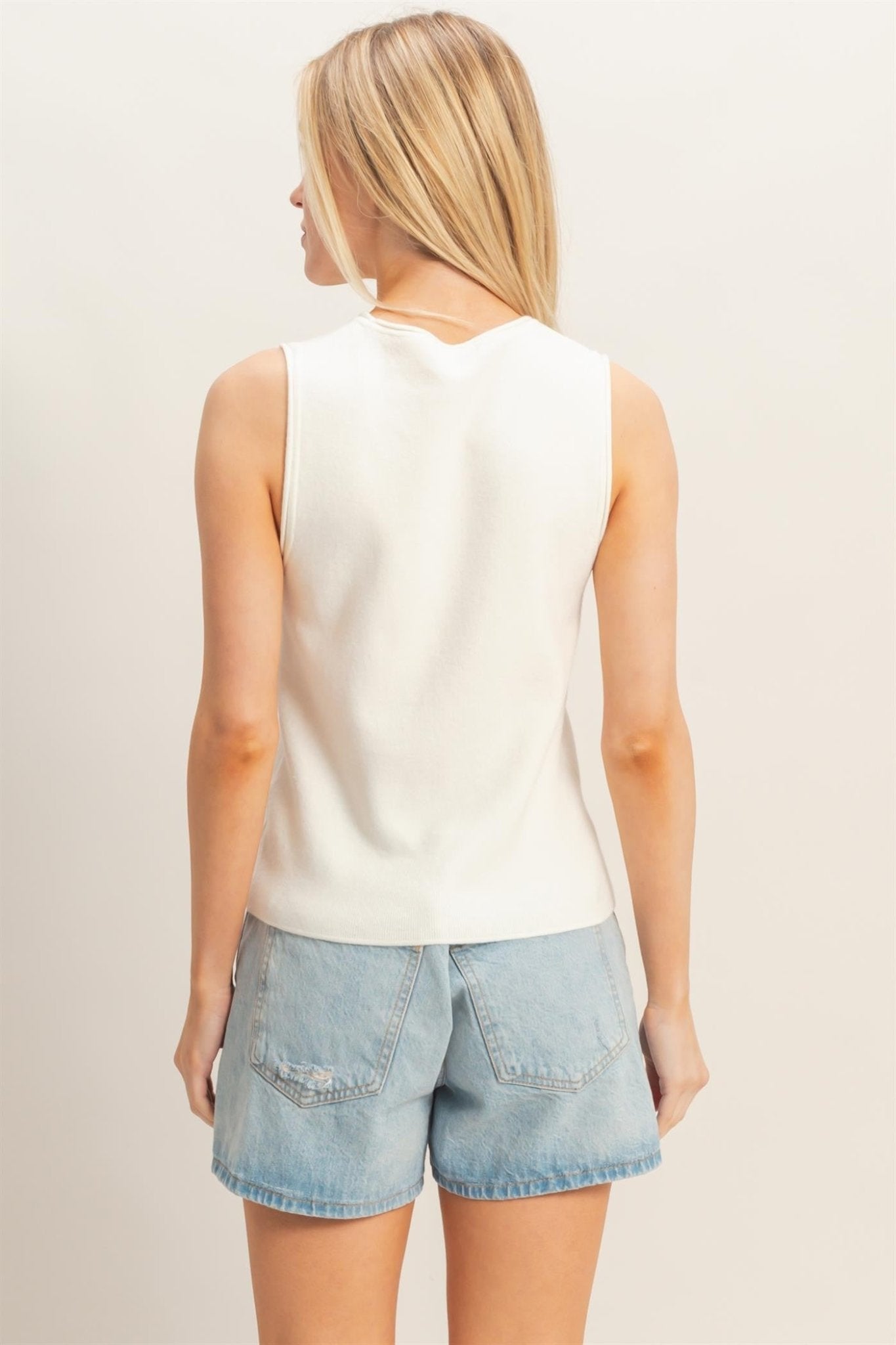 Cloud Nine Classic Sleeveless Knit Tank – Cream - Elk + Elm