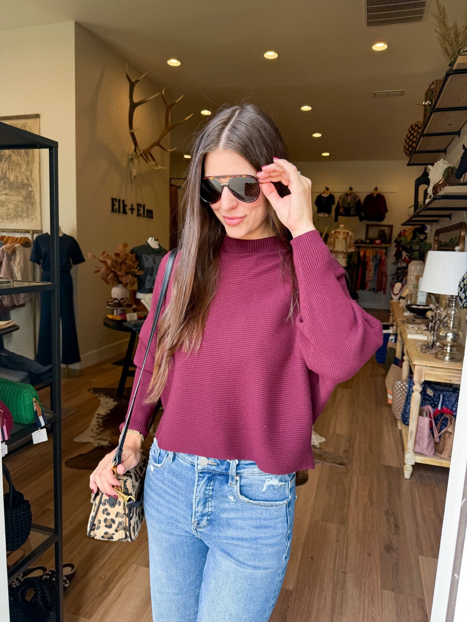 Cloudline Knit Top - Wine - Elk + Elm