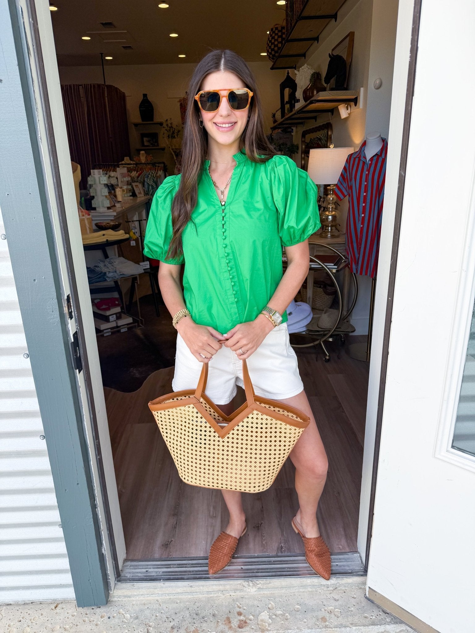 Clover Puff Ruffle Blouse - Elk + Elm