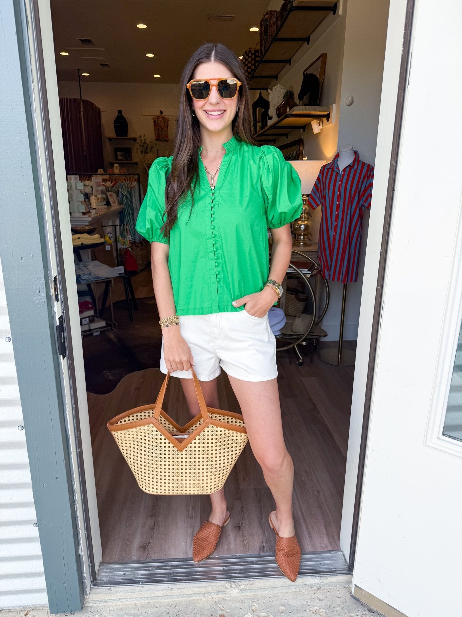 Clover Puff Ruffle Blouse - Elk + Elm