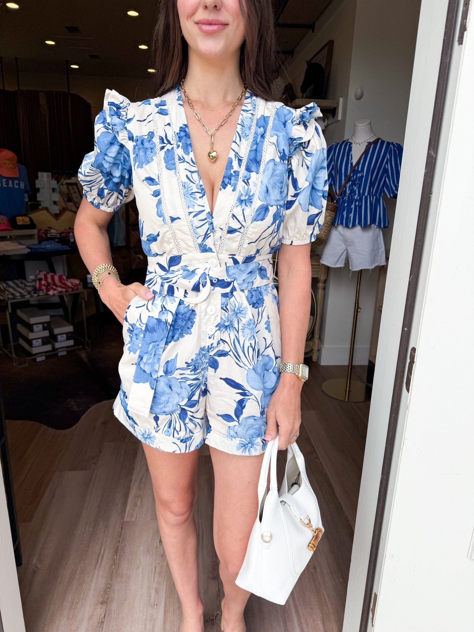 Coastal Cream Cotton Romper - Elk + Elm