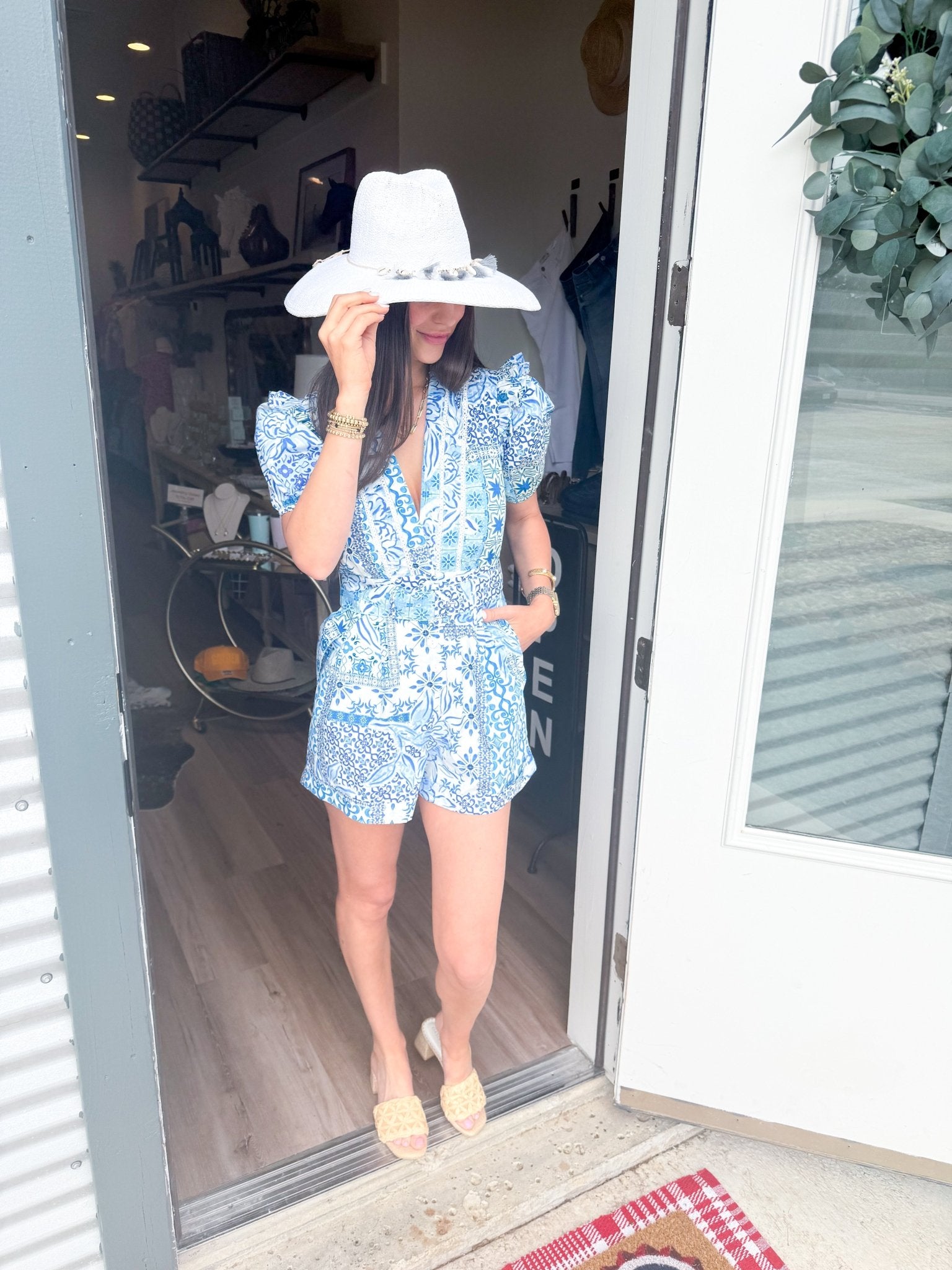 Cobalt Cotton Romper - Elk + Elm