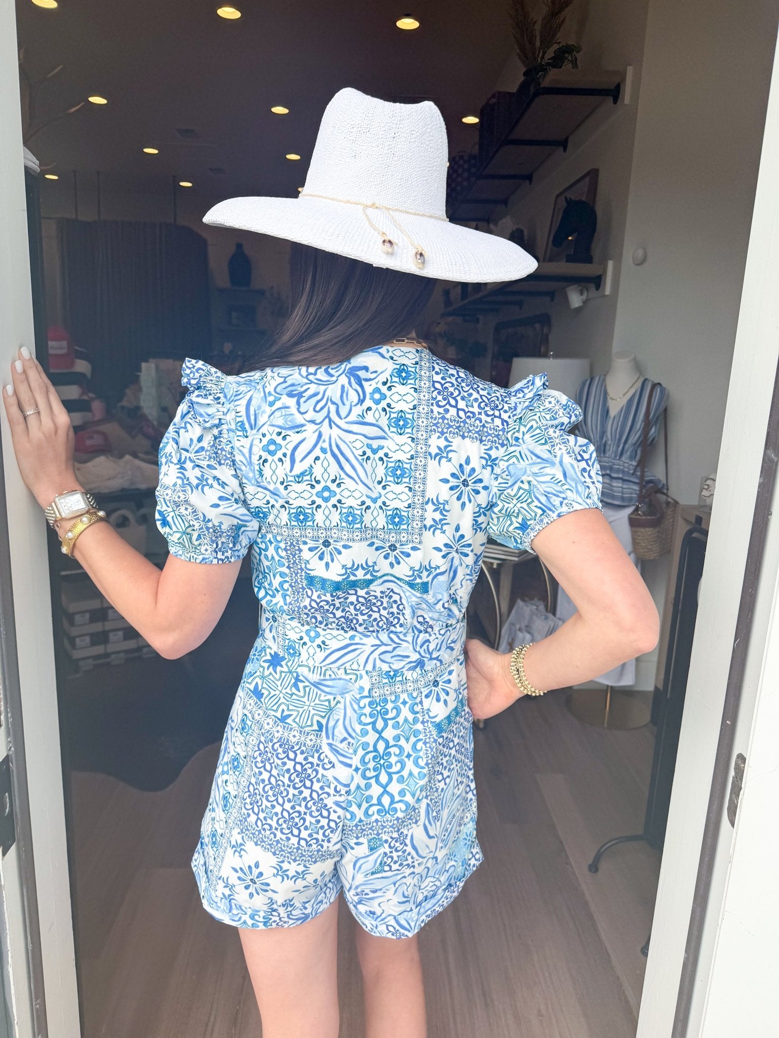 Cobalt Cotton Romper - Elk + Elm