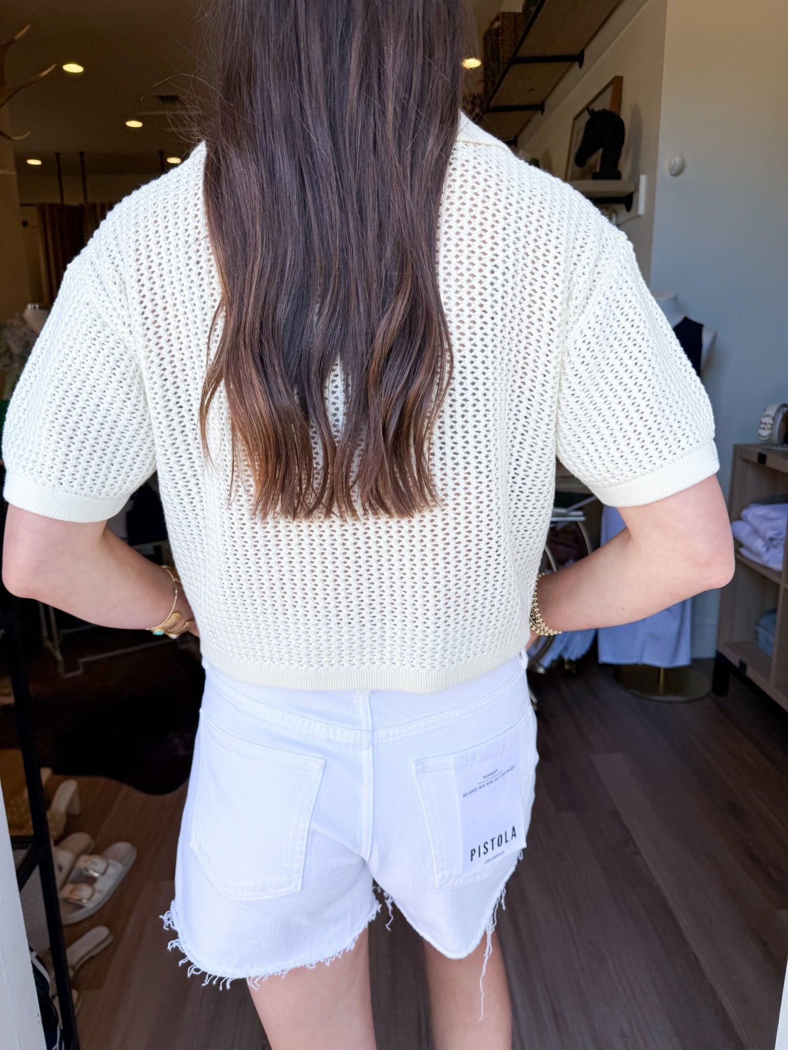 Crochet Collar Top - Beige - Elk + Elm