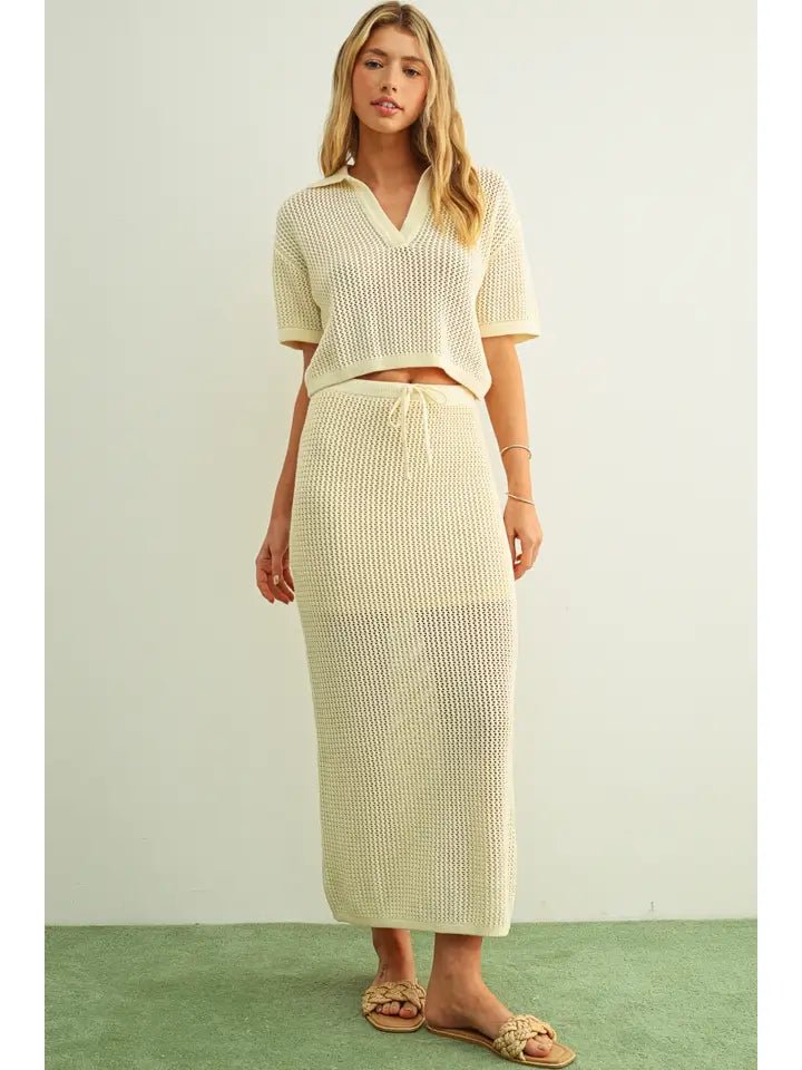 Crochet Collar Top - Beige - Elk + Elm