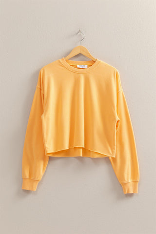 Cropped Raw Hem Sweatshirt - Orange