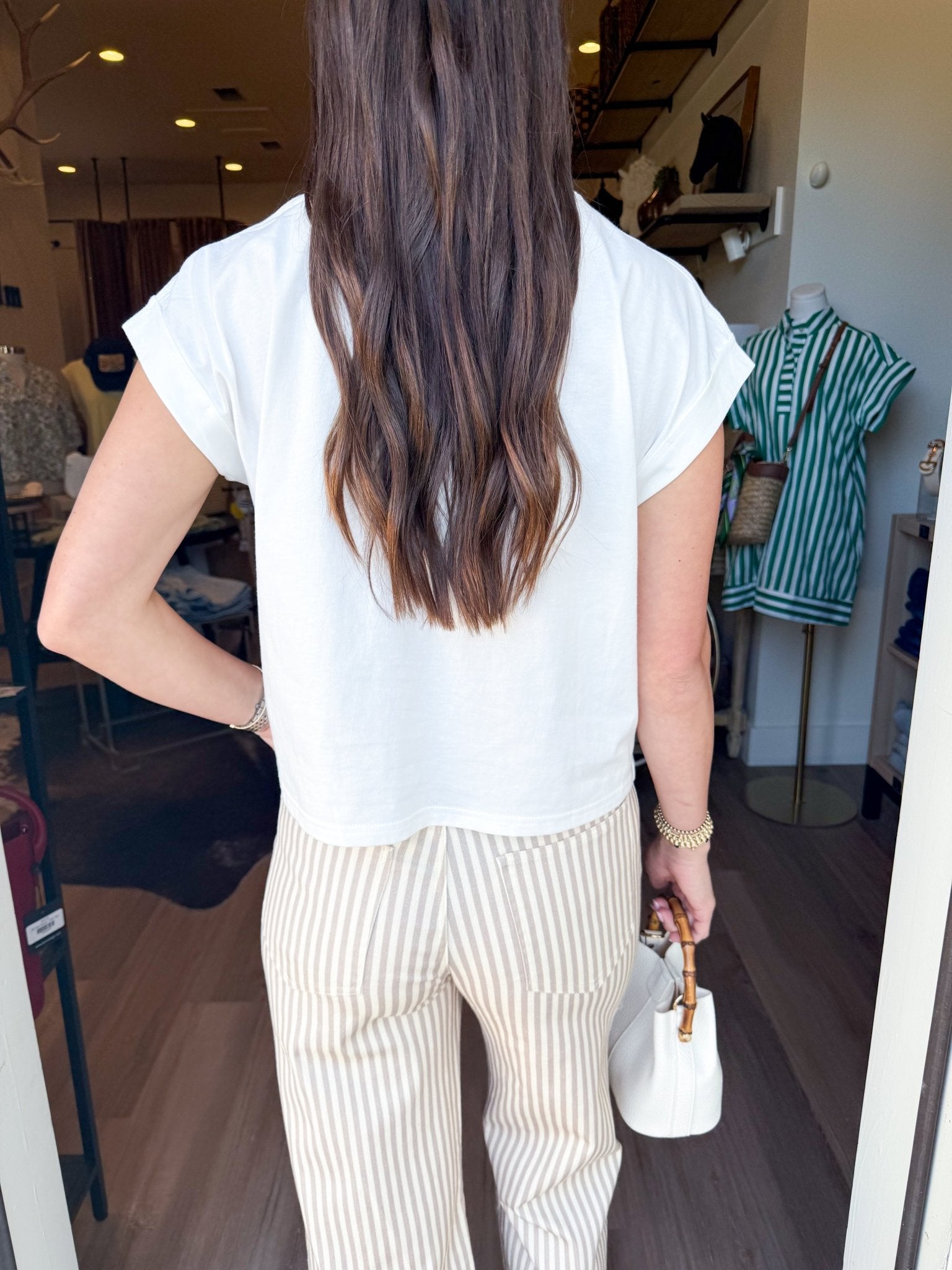 Cuffed Cotton Tee - Off White - Elk + Elm