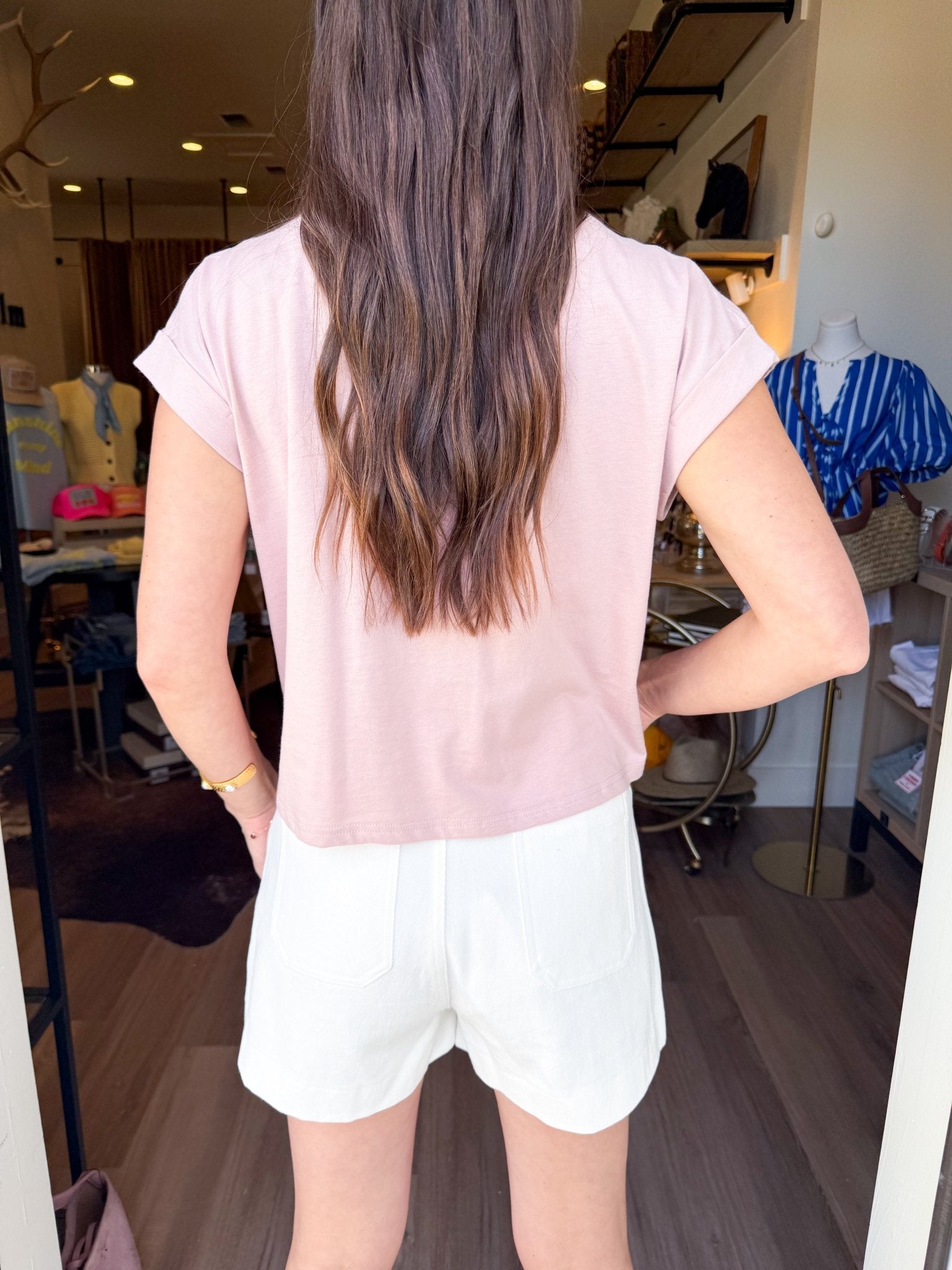 Cuffed Cotton Tee - Strawberry Milk - Elk + Elm