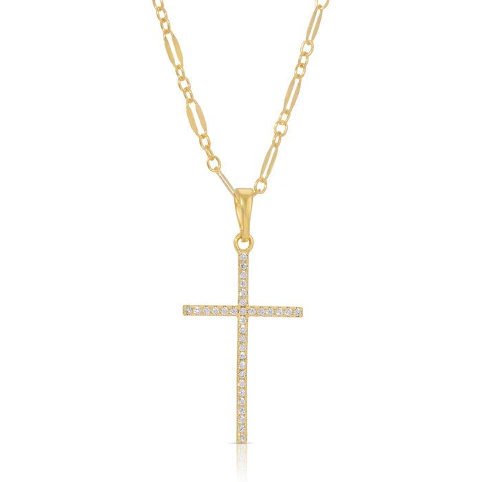 CZ Whisper Cross Necklace - Elk + Elm