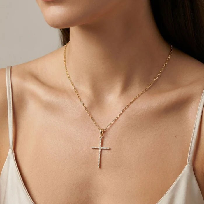 CZ Whisper Cross Necklace - Elk + Elm