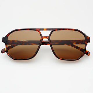 Billie Unisex Aviator Sunglasses- Dark Tortoise/Solid Brown