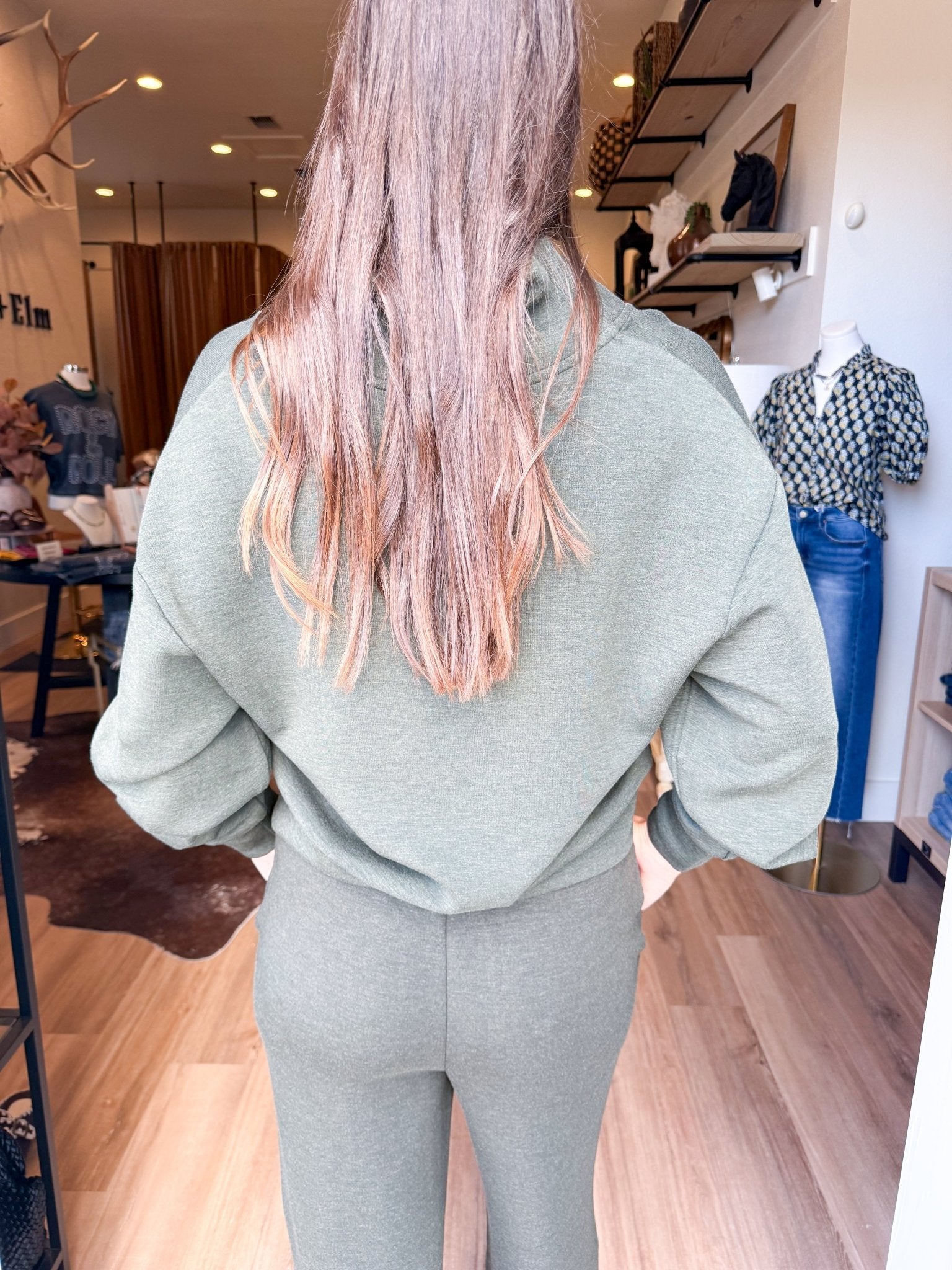 Davidson Sweat - Olive Marl - Elk + Elm