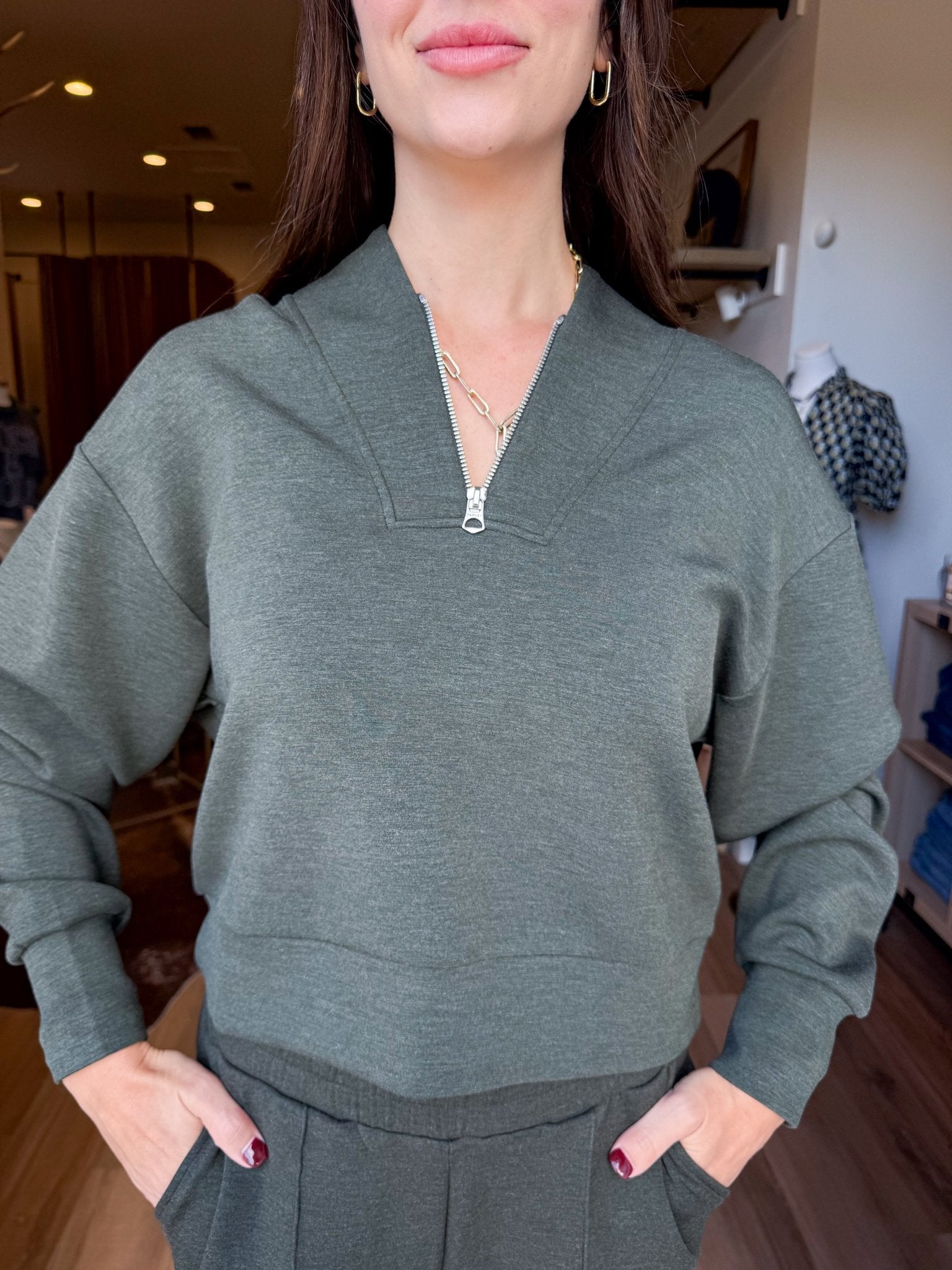 Davidson Sweat - Olive Marl - Elk + Elm