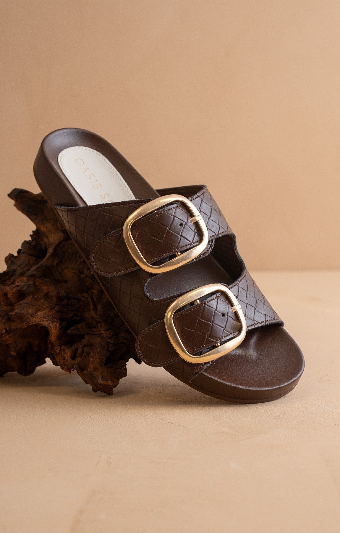 Desiree Double Buckle Slides - Elk + Elm