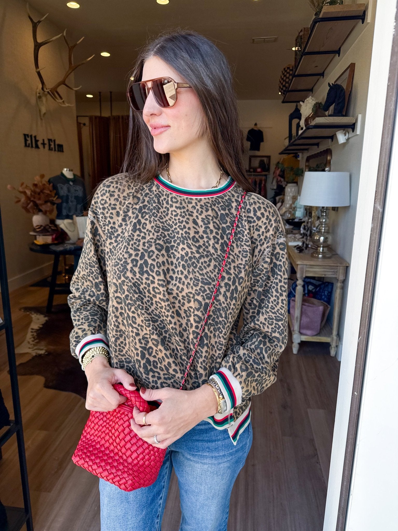 Dolan Animal Print Sweatshirt - Elk + Elm