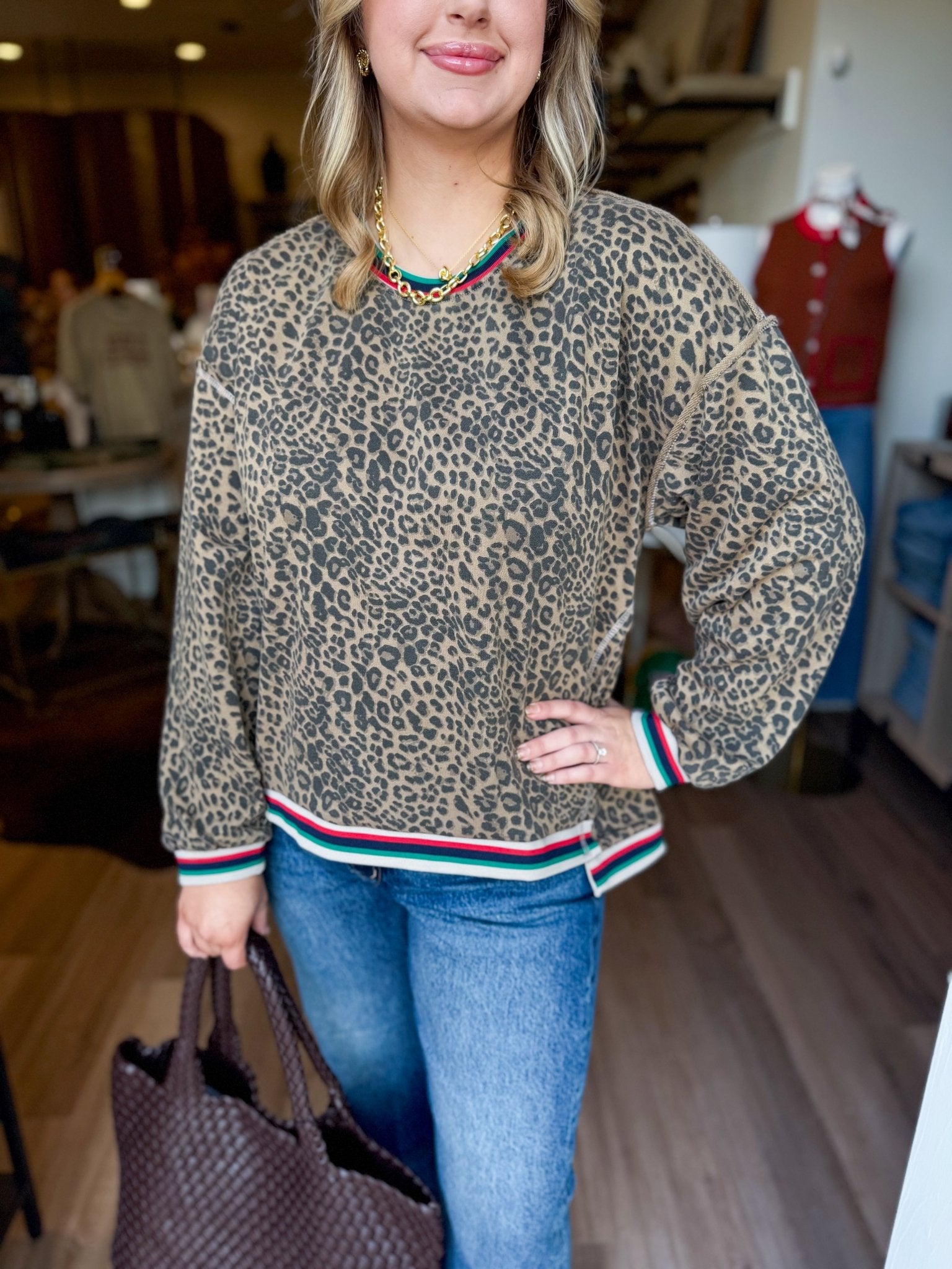 Dolan Animal Print Sweatshirt - Elk + Elm