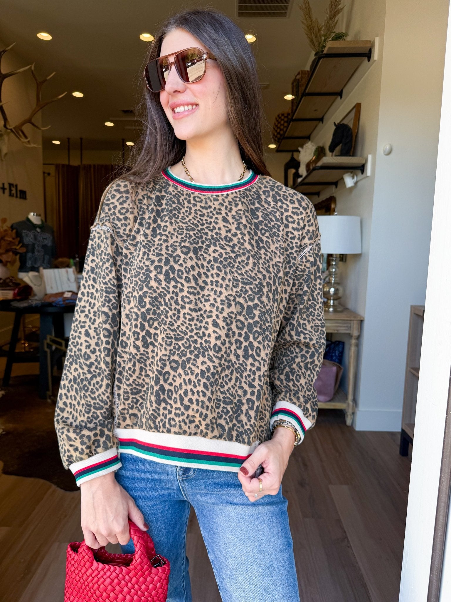 Dolan Animal Print Sweatshirt - Elk + Elm