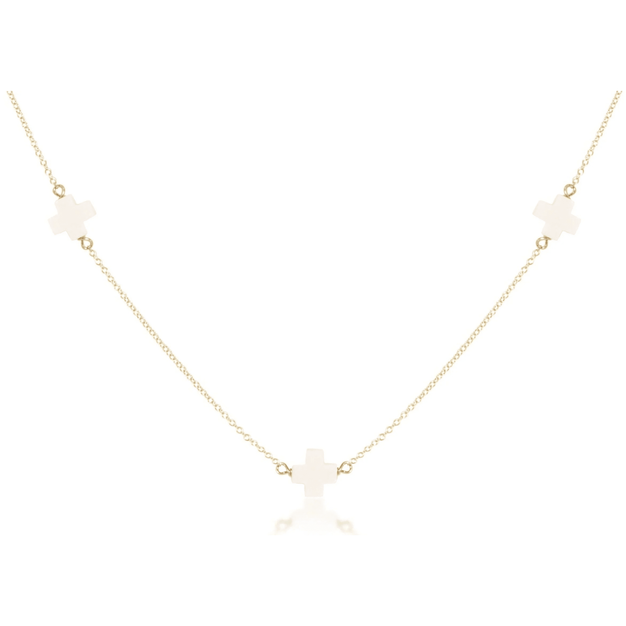 E Newton 15" Choker Simplicity Chain Gold - Signature Cross Off White - Elk + Elm