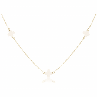 E Newton 15" Choker Simplicity Chain Gold - Signature Cross Off White - Elk + Elm