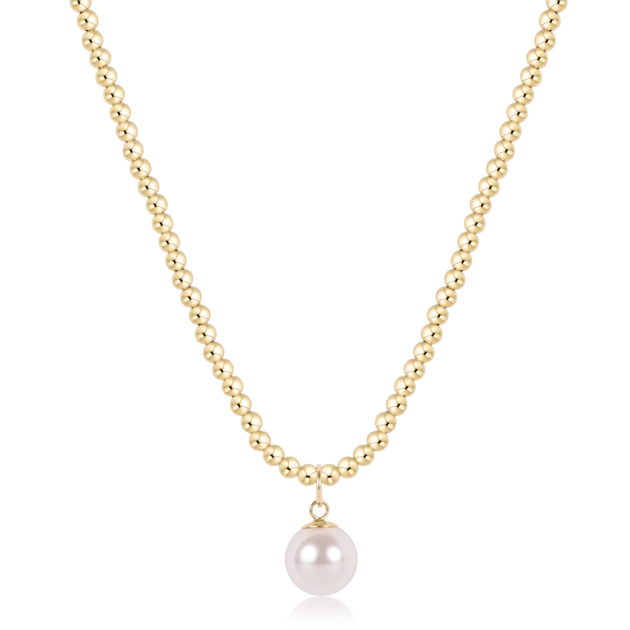 e Newton 17" Classic Gold 3mm Classic Pearl 10mm Charm - Elk + Elm