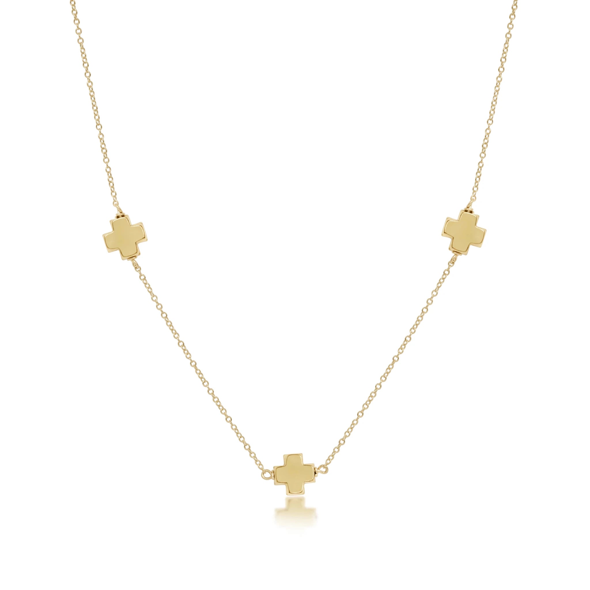 e Newton 17" Simplicity Chain Gold Signature Cross Gold - Elk + Elm