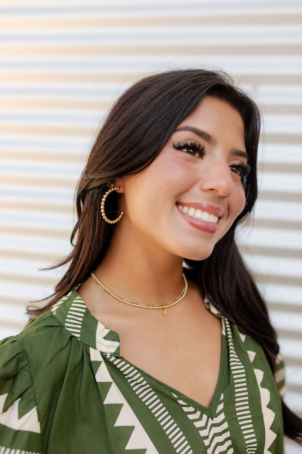 e Newton Beaded Classic 1.25" hoop Earrings - Elk + Elm