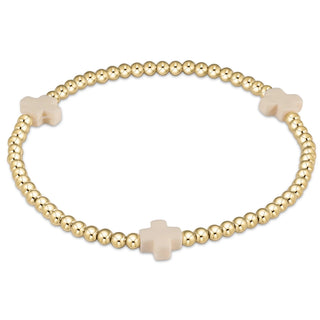 E Newton Extends Signature Cross 3mm Gold Bracelet - Off White - Elk + Elm