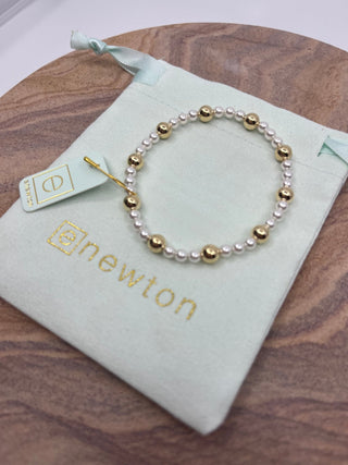 E Newton Pearl Sincerity Pattern 4mm Bead Bracelet - 6mm Gold - Elk + Elm