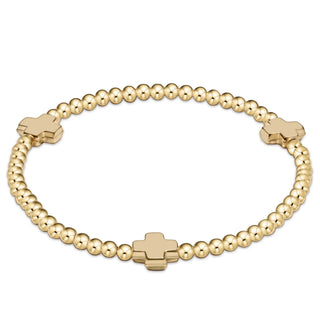 e Newton Signature Cross 3mm Gold Bracelet - Gold - Elk + Elm