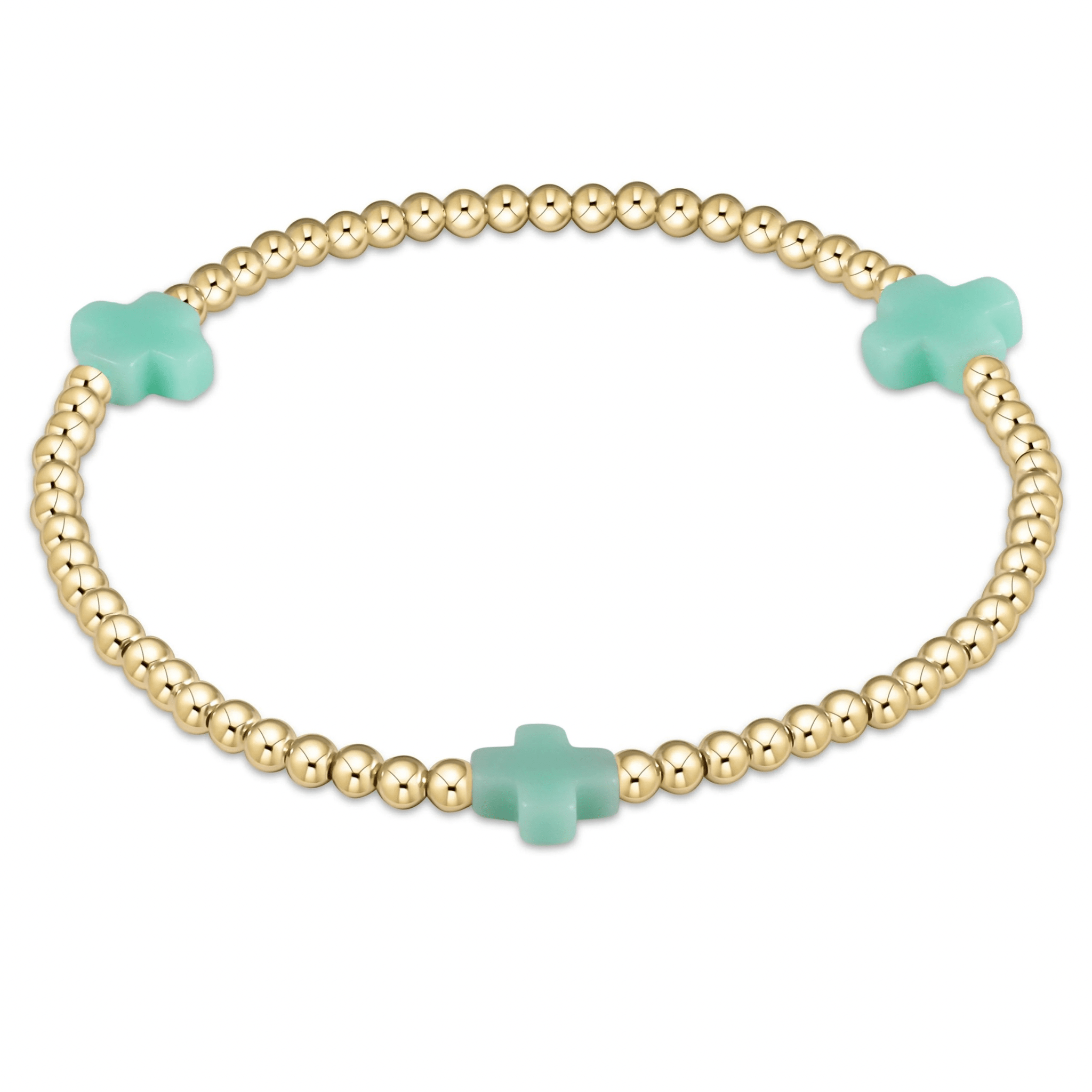 E Newton Signature Cross Gold 3mm Bead Bracelet - Elk + Elm