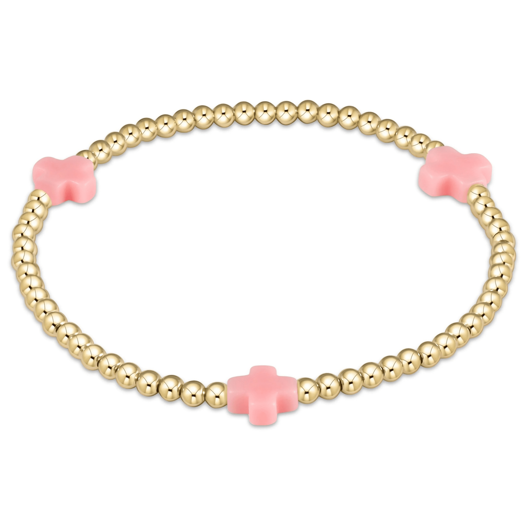 E Newton Signature Cross Gold 3mm Bead Bracelet - Elk + Elm