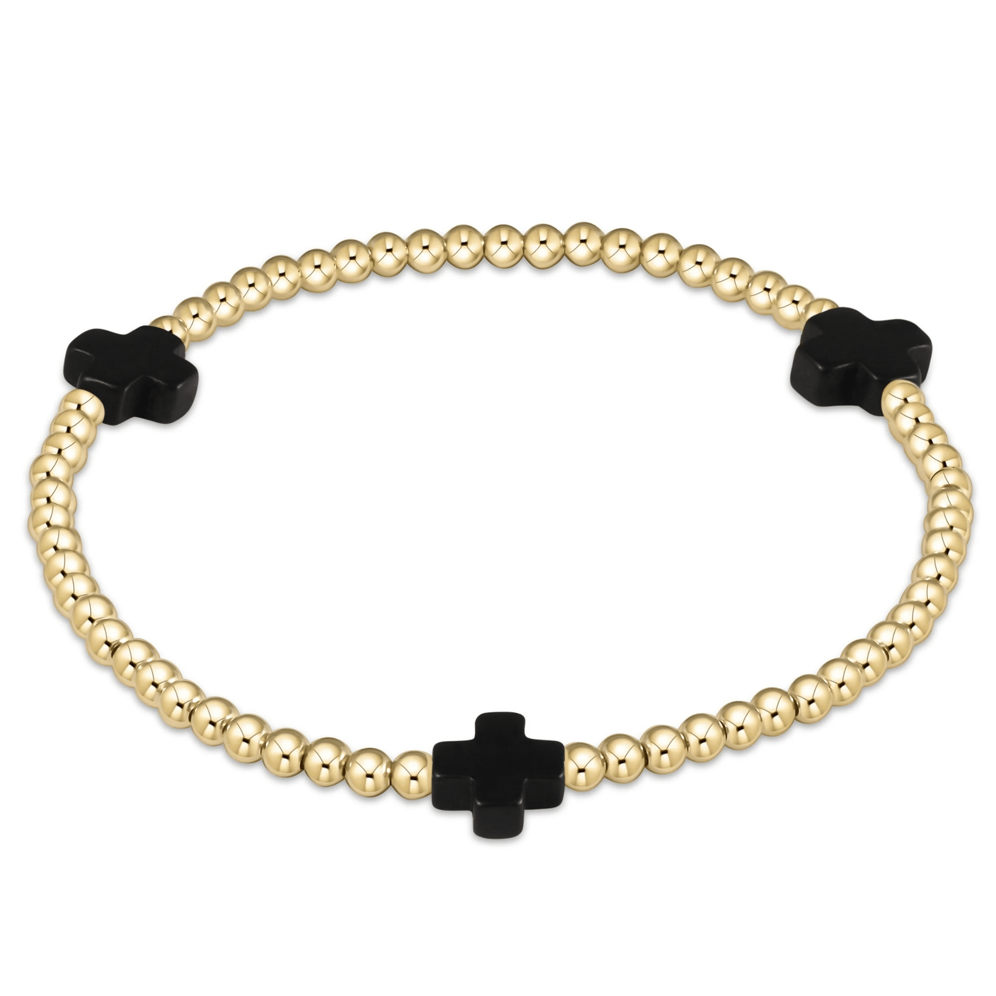 E Newton Signature Cross Gold 3mm Bead Bracelet - Elk + Elm