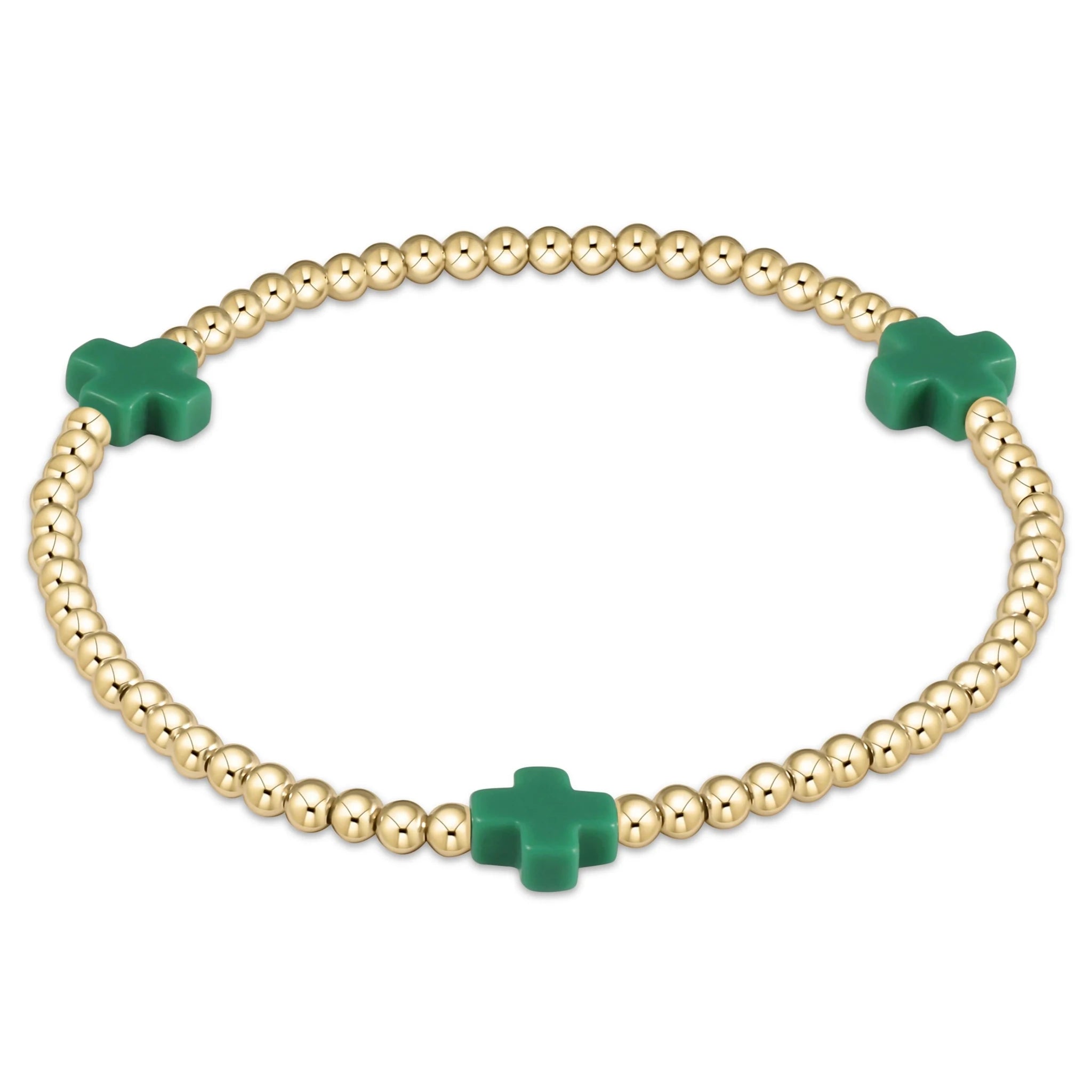 E Newton Signature Cross Gold 3mm Bead Bracelet - Elk + Elm