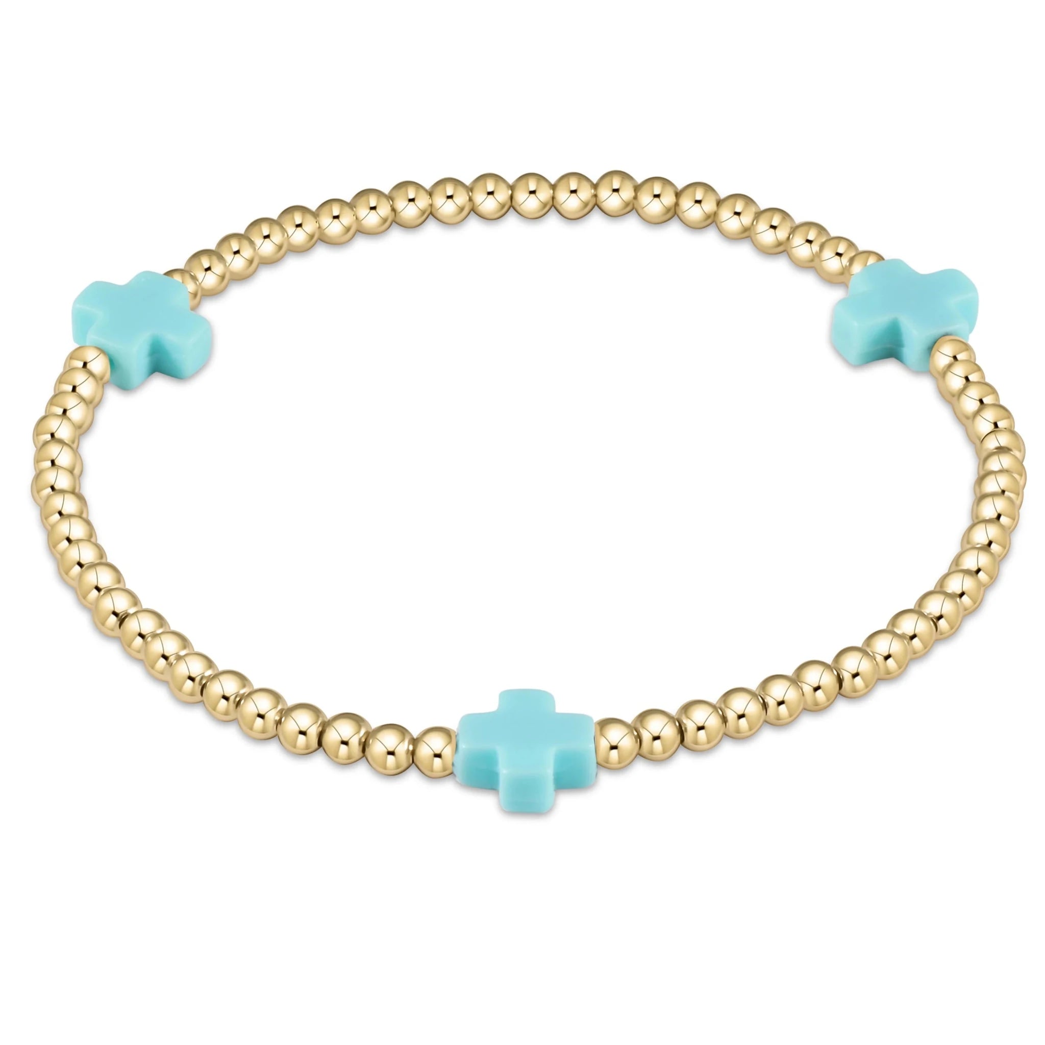 E Newton Signature Cross Gold 3mm Bead Bracelet - Elk + Elm