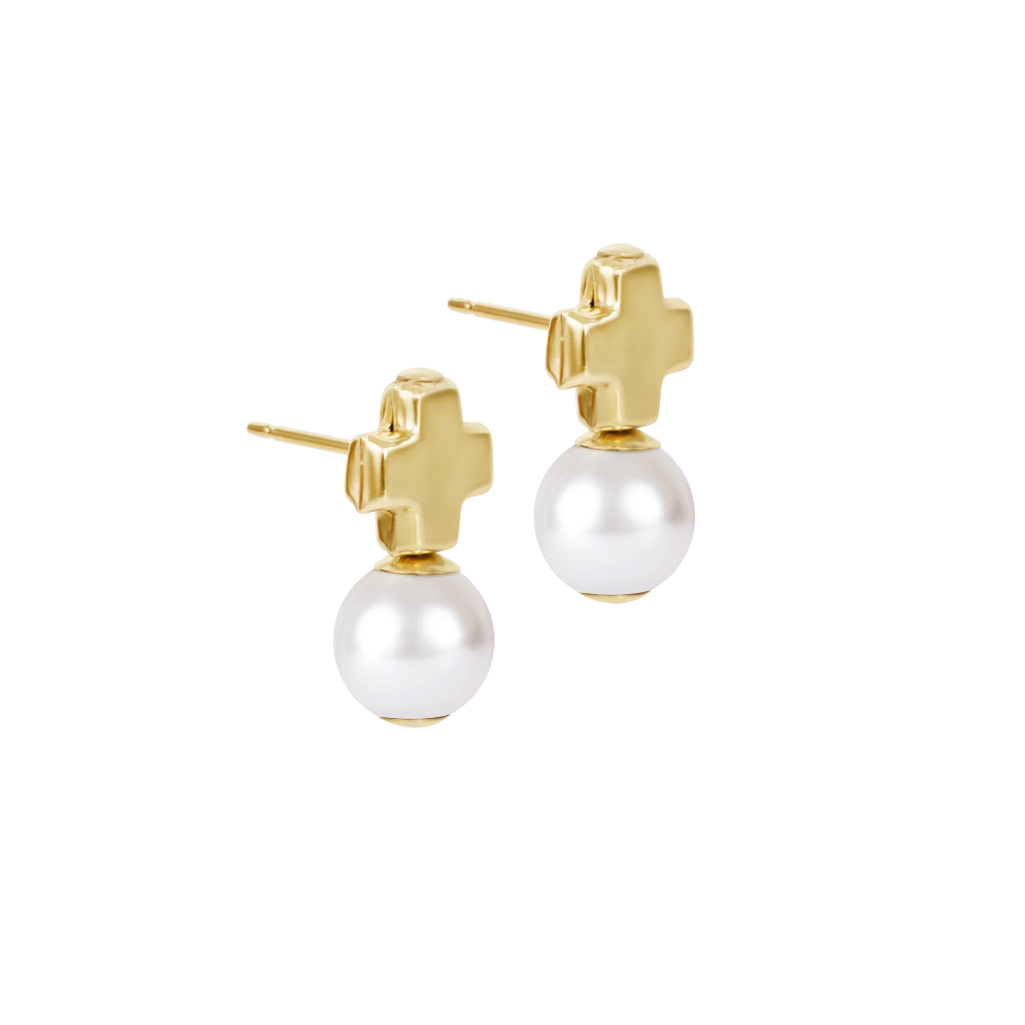 e Newton Signature Cross Gold Stud - Pearl - Elk + Elm