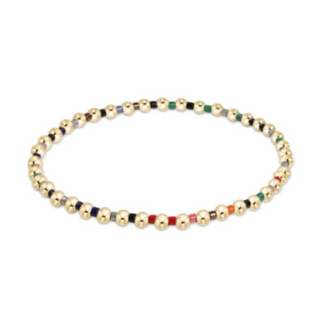 Multicolored beaded bracelet on a white background