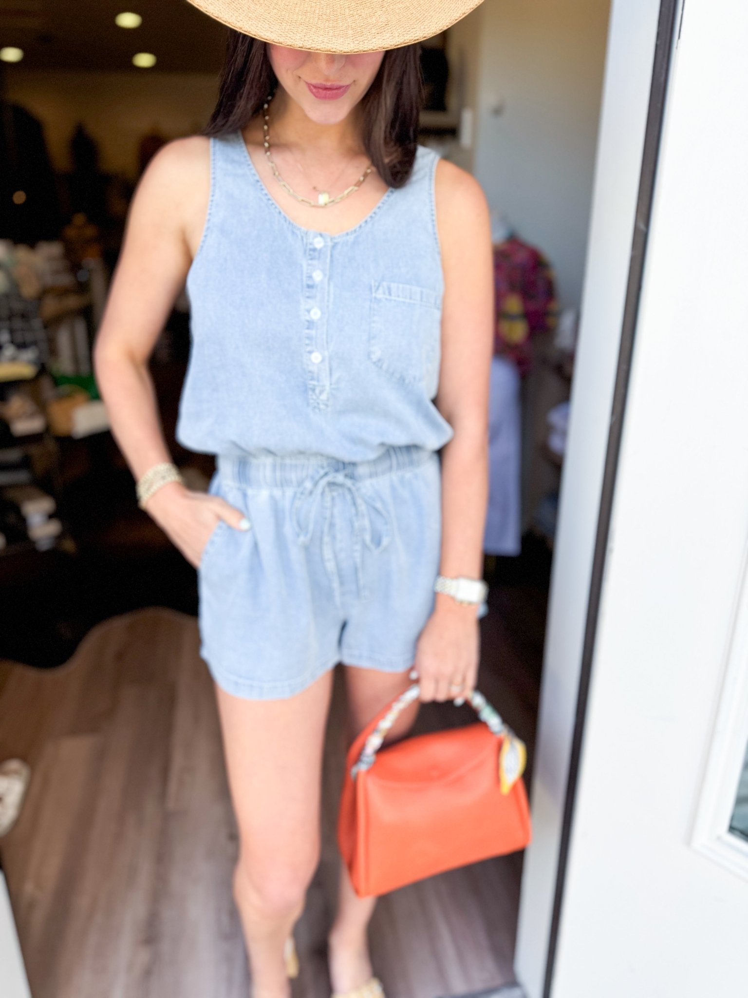 Easy Days Denim Romper - Elk + Elm