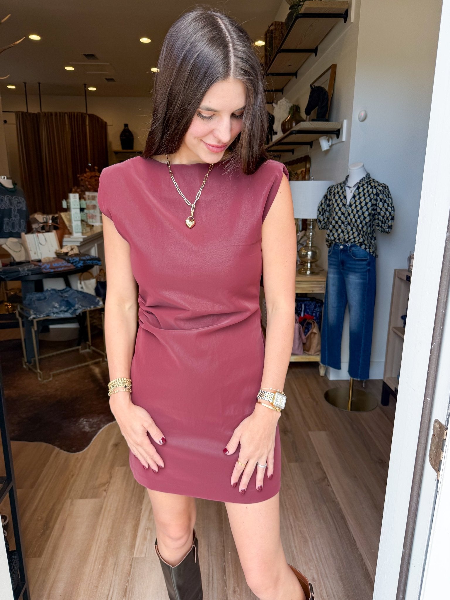 Ellery Faux Leather Dress - Elk + Elm