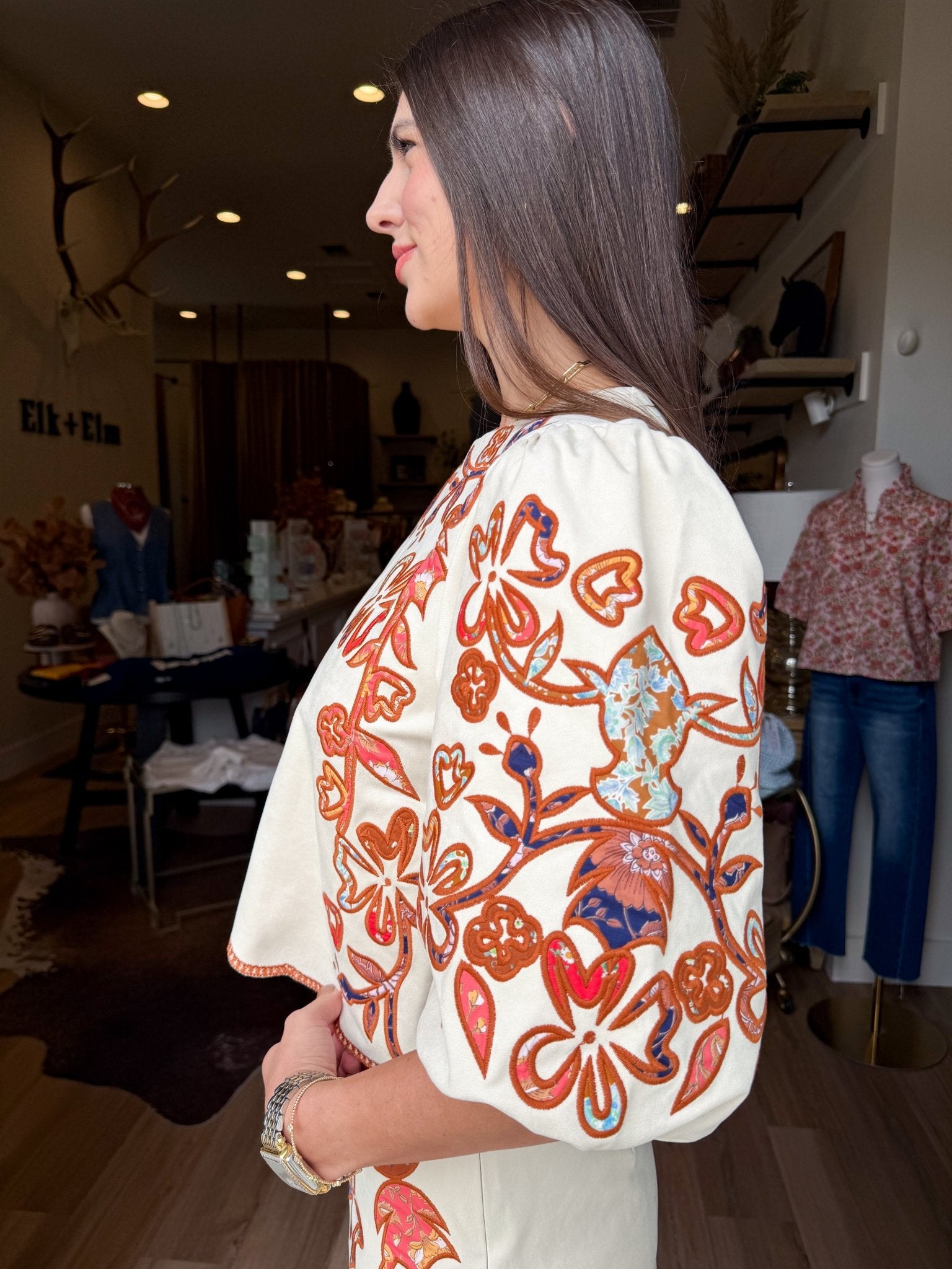 Elodie Embroidered Top - Elk + Elm