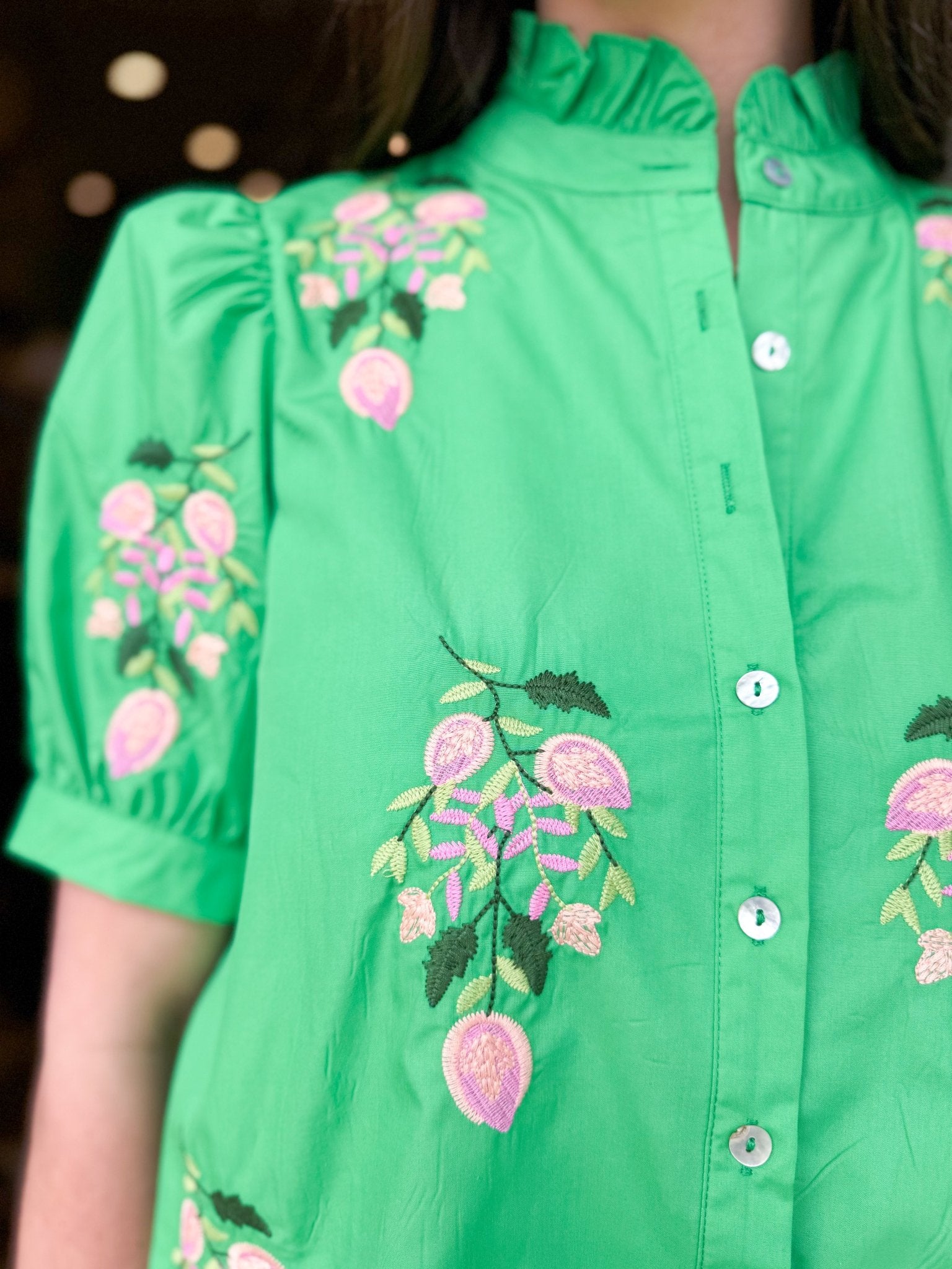 Emerald Bloom Puff Top - Elk + Elm