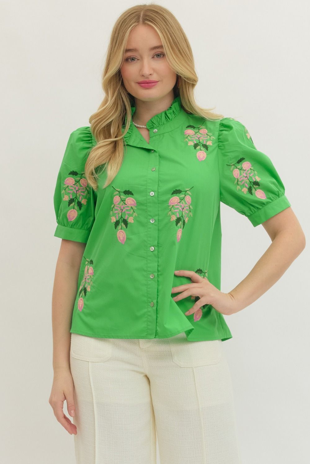 Emerald Bloom Puff Top - Elk + Elm