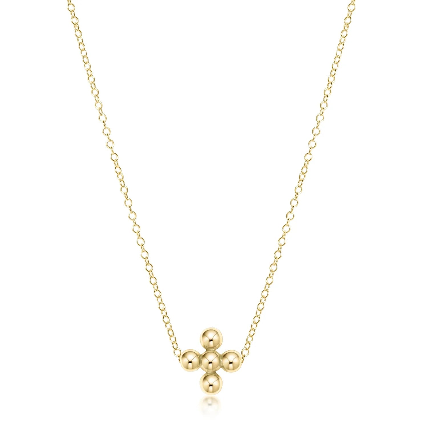 enewton 16" Necklace Gold - Classic Beaded Signature Cross - 3mm Bead - Elk + Elm